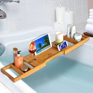 Natural Bamboo Luxury Bathtub Caddy
